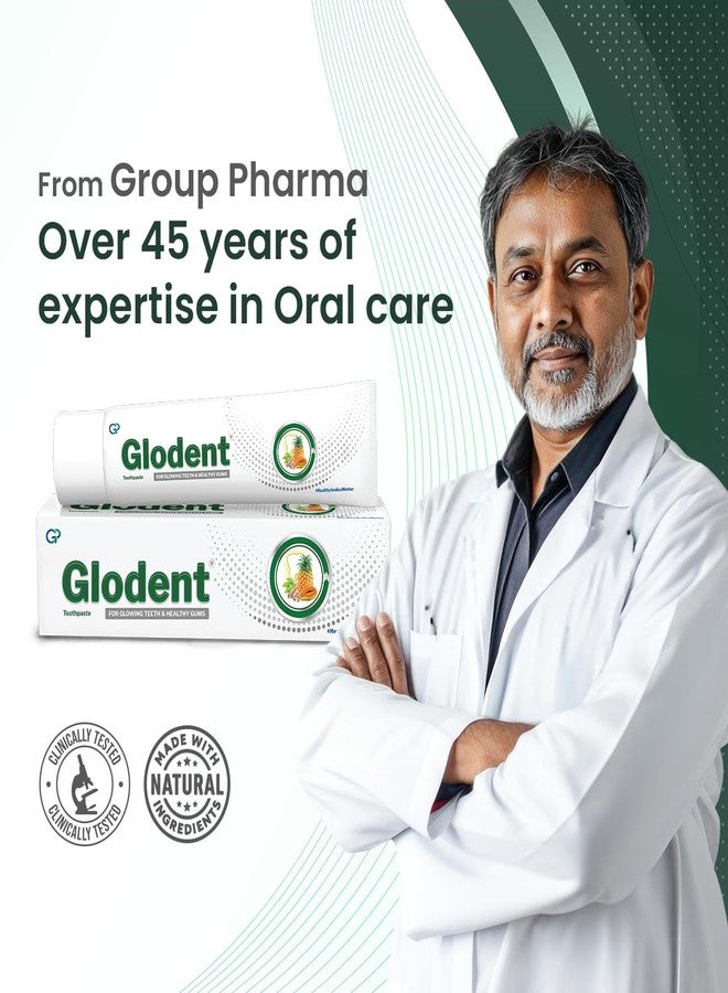 Glodent Teeth Whitening Toothpaste | Plaque Remover | Gum Care | Anticavity Tooth paste | Natural Xylitol Extracts, Neem, Pineapple, Papaya, and Miswak | Vegan-friendly Oral Care (Pack of 2) 70g each - Image 5